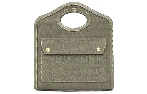 Burberry Canvas Tote Bag, Shopping Bag, Pocket Bag, Shoulder Bag, Crossbody Bag, Handbag Mini Women's Green
