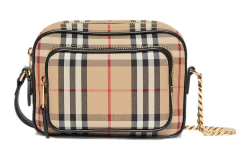 Burberry Calfskin Trim Camera Bag, Crossbody Bag, Shoulder Bag Unisex Archive Beige