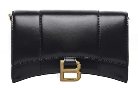 Balenciaga Hourglass Calfskin Shoulder Bag, Crossbody Bag Mini Women's Black