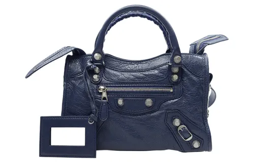 Balenciaga Solid Color Sheepskin Shoulder Bag, Crossbody Bag, Handbag Regular Women's Blue