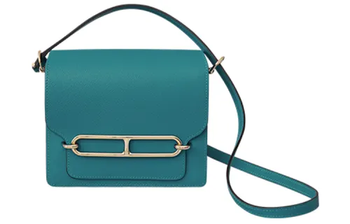HERMES Roulis Calfskin Pig Nose Bag, Shoulder Bag, Crossbody Bag Mini Women's Blue Green