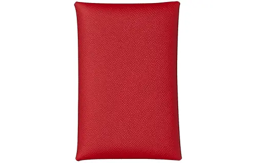 HERMES Calvi Madame Calfskin Card Holder Women's Pepper Red