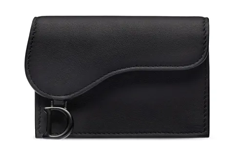 DIOR Matte Cowhide Card Holder Women's Black
