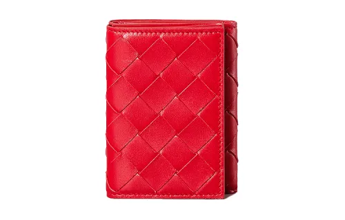 Bottega Veneta Sheepskin Card Holder, Wallet Unisex Bright Red