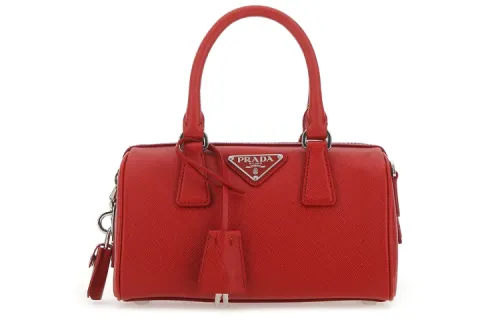PRADA Saffiano Leather Shoulder Bag, Crossbody Bag, Handbag Unisex Red