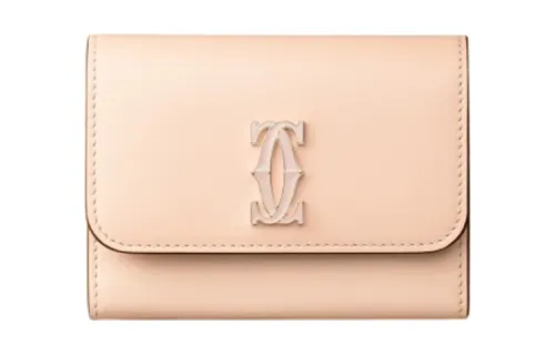 CARTIER Calfskin Wallet, Card Holder Women's Nude Pink