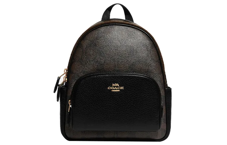 COACH Court Canvas With Leather Backpack Women's Dark Gray & Black