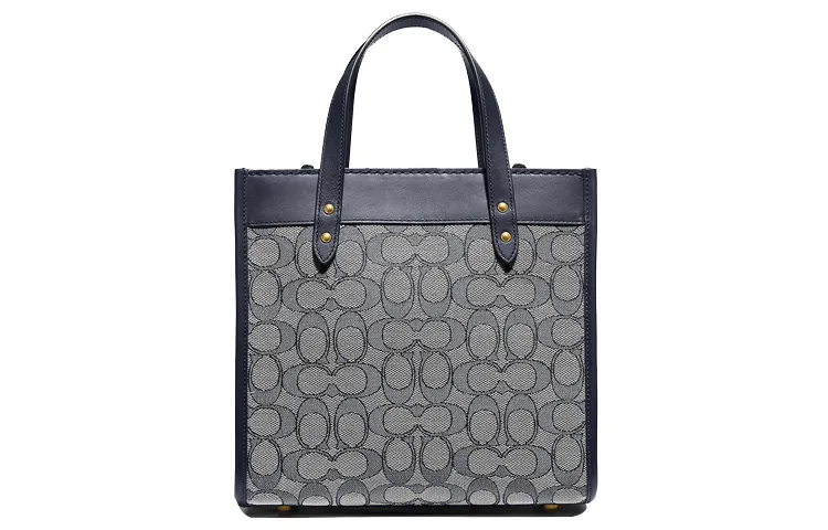 COACH Field Jacquard With Leather Tote Bag, Shopping Bag, Handbag, Shoulder Bag, Crossbody Bag Small Women's