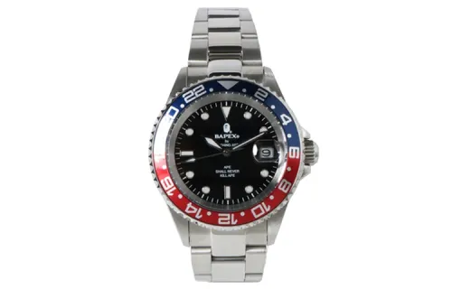 A BATHING APE ABathing Ape Type 2 Bapex Watch Silver Red Blue