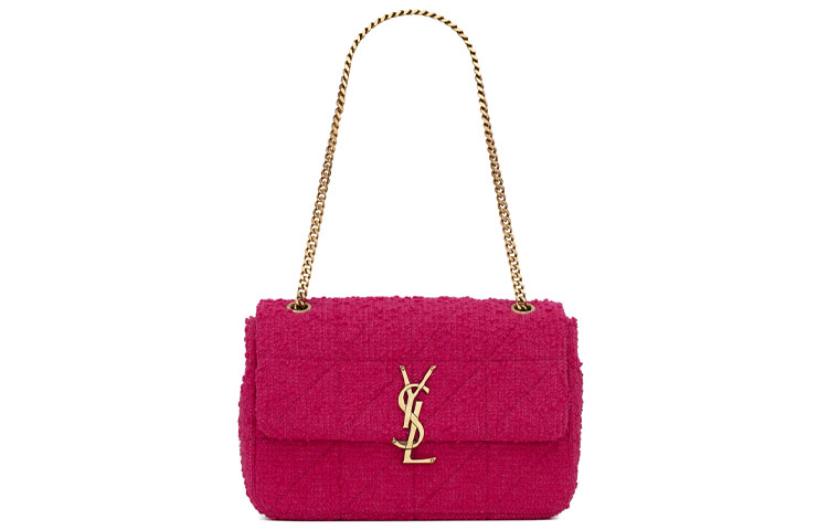 SAINT LAURENT Jamie Tweed Shoulder Bag, Crossbody Bag, Handbag Medium Women's Magenta