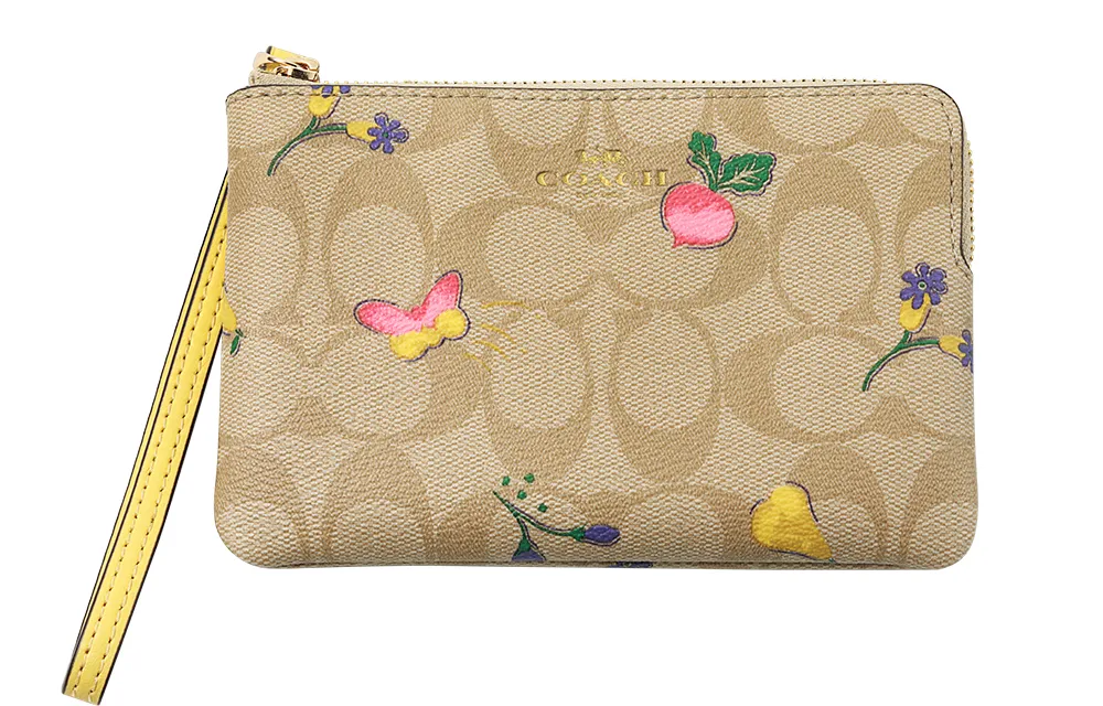 COACH PVC Clutch Small Women's Bright Khaki/Vintage Yellow