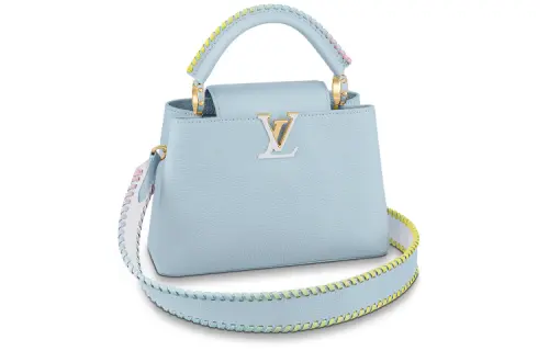 LOUIS VUITTON Capucines Cow Leather Handbag, Shoulder Bag Women's Blue