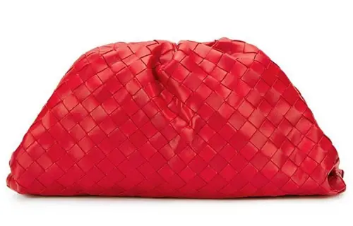 Bottega Veneta Woven Sheepskin Cloud Clutch Women's Red