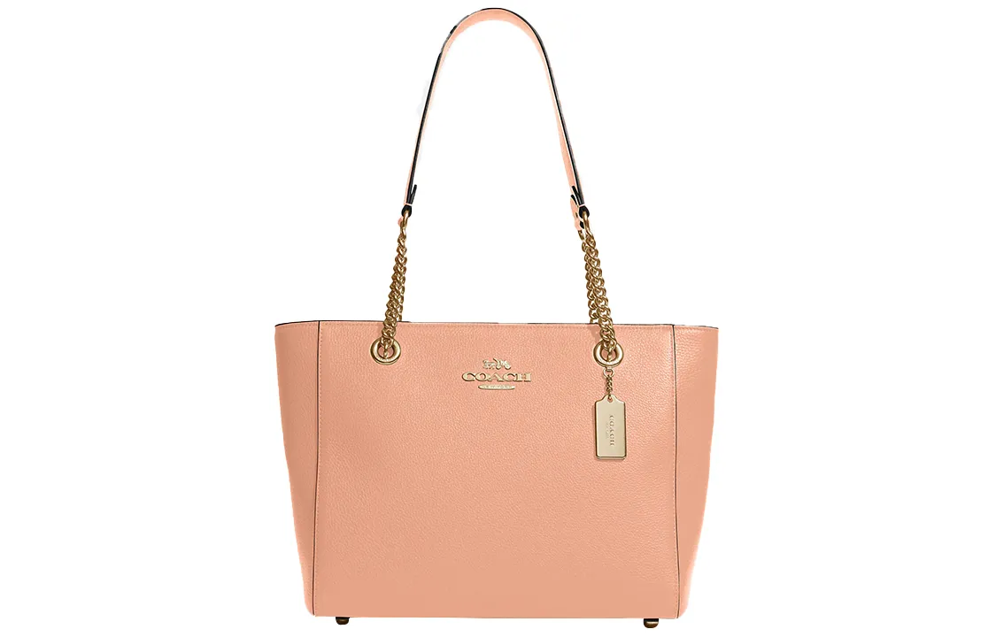 COACH Cammie Pebbled Leather Tote Handbag, Shoulder Bag Women's Light Rouge Red