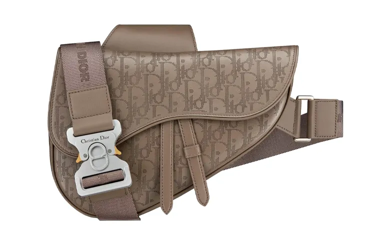 DIOR Leather Saddle Bag, One Shoulder, Crossbody Sling Bag, Fanny Pack Men's Yellow Brown