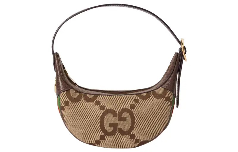GUCCI Ophidia Canvas With Leather Shoulder Bag, Handbag, Shoulder Bag Regular Women's Camel & Ebony