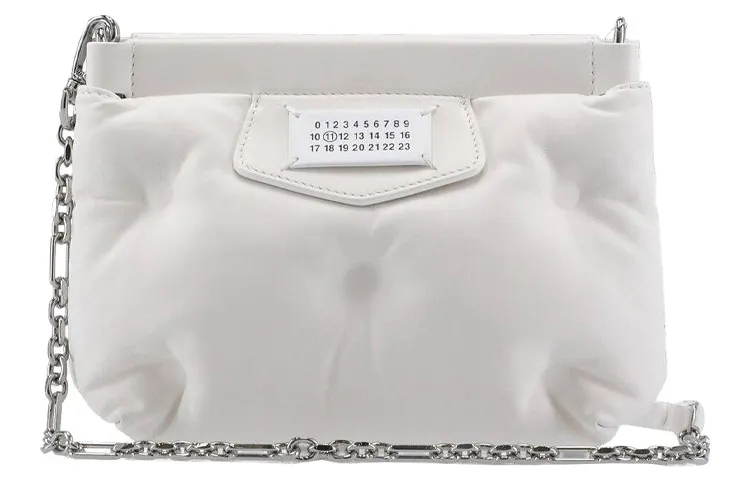 Maison Margiela Cow Leather Pillow Bag Chain Bag One Shoulder Crossbody Clutch Women's White