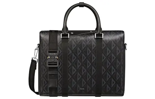 DIOR CD Diamond Canvas Cowhide Shoulder Bag, Crossbody Bag, Handbag Men's Black