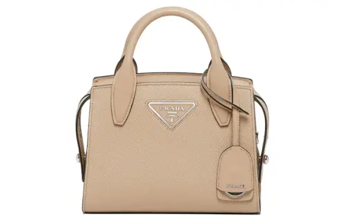 PRADA Saffiano Leather Crossbody Handbag Small Women's Beige