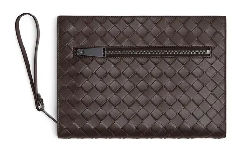 Bottega Veneta Calfskin Document Bags, Clutch Briefcase Small Men's Brown