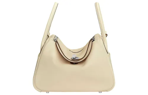 HERMES Lindy Swift Calfskin Handbag 26 Women's Cream White & Sesame