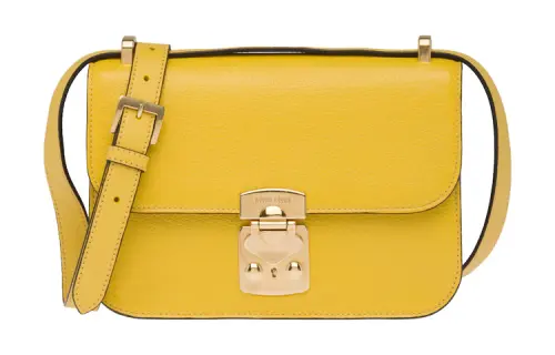 MIU MIU Madras Soft Sheepskin Leather Shoulder Bag, Crossbody Bag Women's Sunlight Yellow