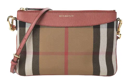 Burberry Matching Leather Cow Leather Shoulder Bag, Clutch, Crossbody Bag Women's Dark Pink