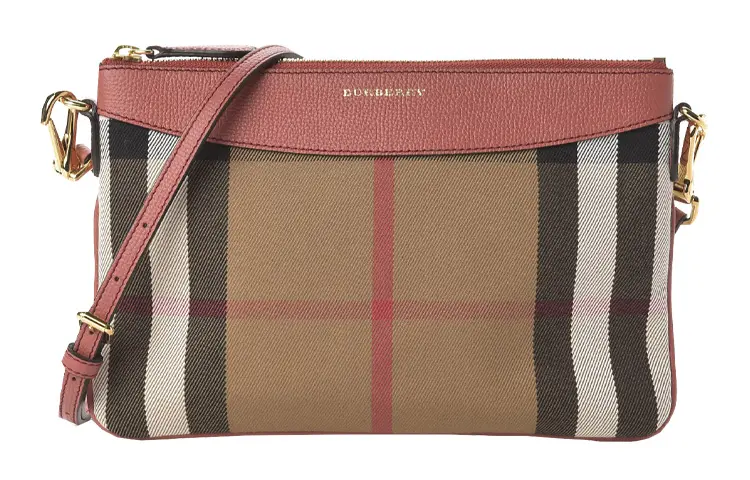 Burberry Matching Leather Cow Leather Shoulder Bag, Clutch, Crossbody Bag Women's Dark Pink