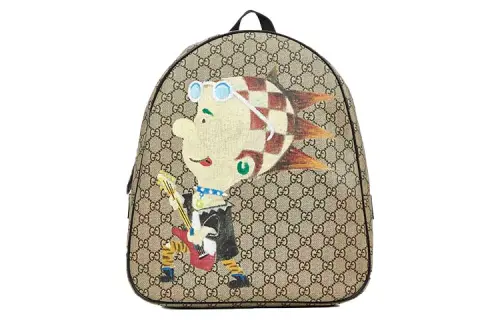 GUCCI Canvas With Leather Backpack Kids' Ebony/Multicolor
