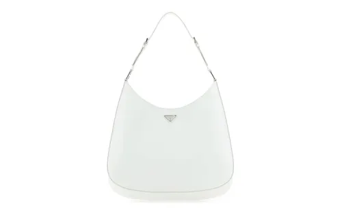 PRADA Cleo Zip Closure Leather Shoulder Bag Women's White