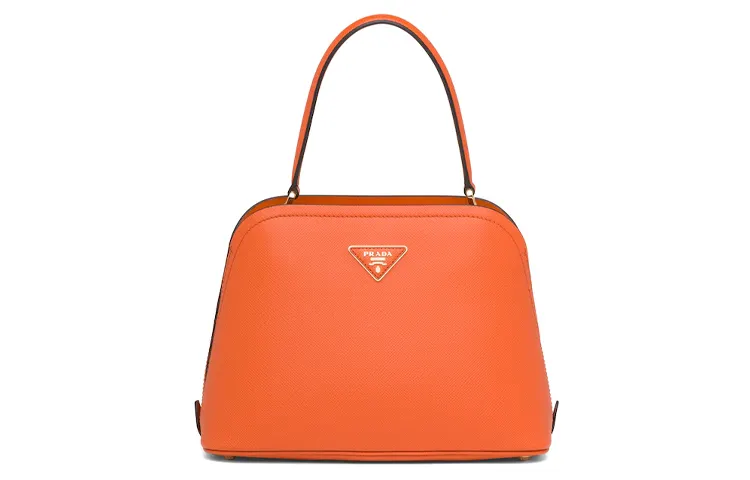 PRADA MatineeSaffiano Saffiano Leather Handbag Medium Women's Papaya Orange