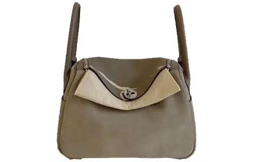 HERMES Lindy Suede With Swift Leather Handbag 26 Women's 18 Etoupe Elephant Gray