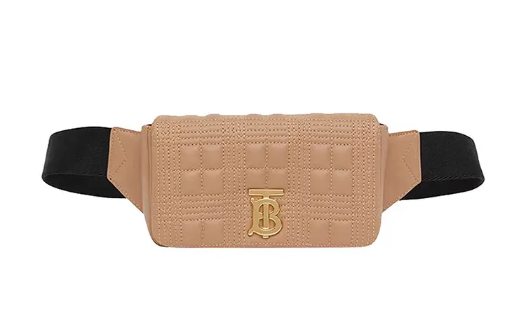 Burberry Leather Fanny Pack Belt Bag Camel