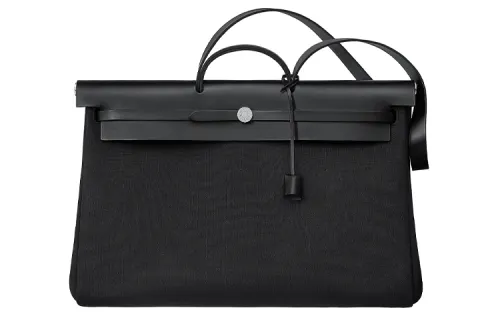 HERMES Herbag Zip Canvas With Leather Crossbody Bag Women's Black