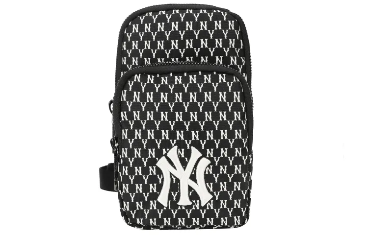 MLB Nylon Fabric Cell Phone Pouch, Shoulder Bag, Crossbody Bag Mini Unisex Black