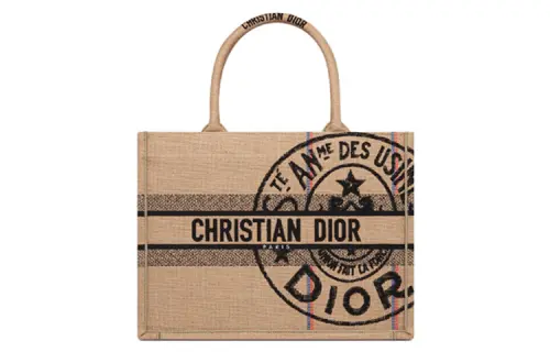 DIOR BookTote Beige Canvas Tote Bag, Shopping Bag, Handbag Medium Women's Yellow