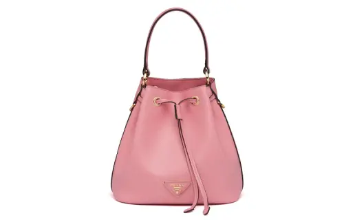 PRADA Saffiano Leather Bucket Bag, Crossbody, One Shoulder Handbag Women's Pink