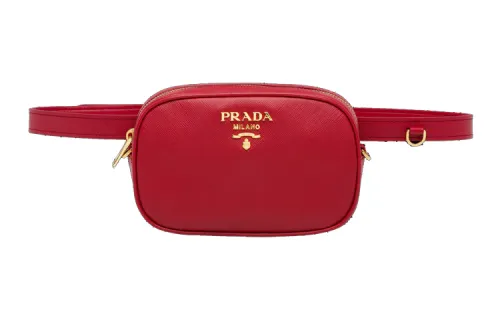 PRADA Leather Fanny Pack Regular Women's Red