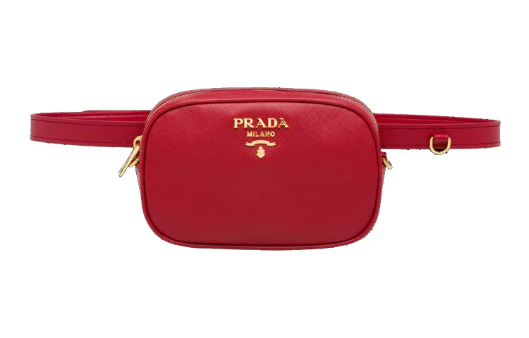 PRADA Leather Fanny Pack Regular Women's Red