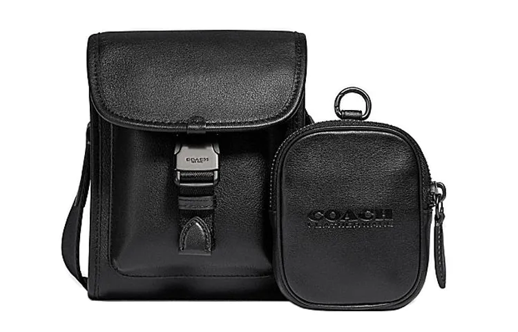 COACH Charter Cow Leather Crossbody Bags Mini Men's Black