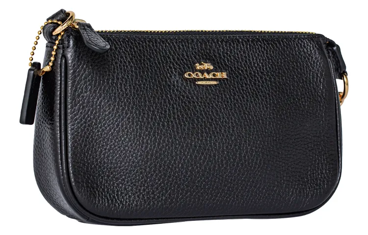 COACH Nolita Leather Pochette, Shoulder Bag, Wrist Bag, Clutch Small Women's Black