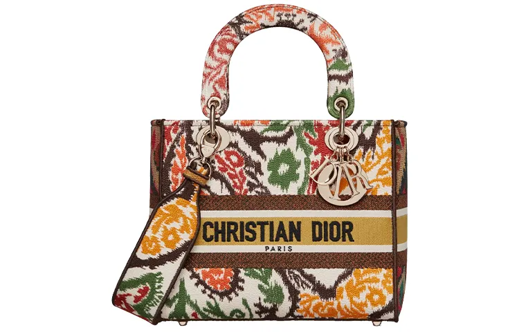 DIOR Lady D Lite Cotton Handbag Medium Women's Multicolor