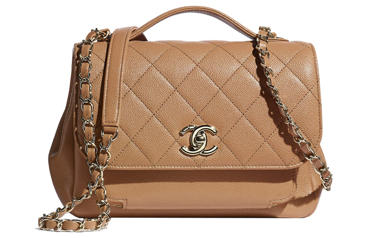 CHANEL Grain Embossed Calfskin & Metal One Shoulder Handbag Women's Brown