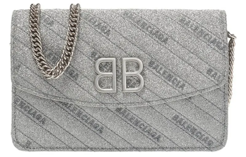 Balenciaga Cow Leather Crossbody Bags Women's Silver Gray
