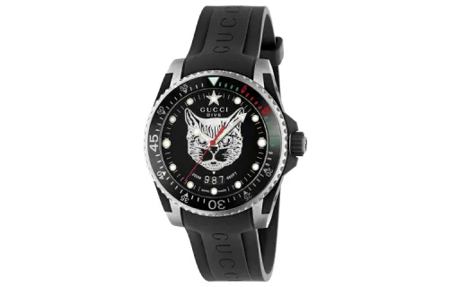 GUCCI Dive Collection Wrist Watches Quartz Movement Rubber Strap Black Dial Men's Watches
