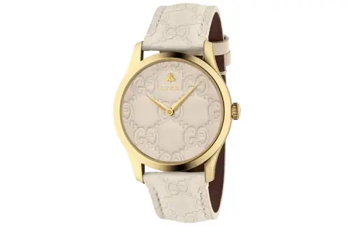 GUCCI G Timeless Collection Wrist Watches Quartz Movement Leather Strap White Dial Women's Watch