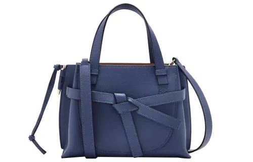 LOEWE Gate Pebble Texture Cow Leather Handbag Mini Women's Sea Blue
