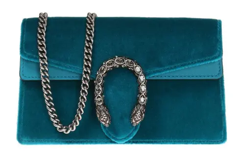 GUCCI Dionysus Velvet Shoulder Bag, Crossbody Bag Extra Mini Women's Peacock Green