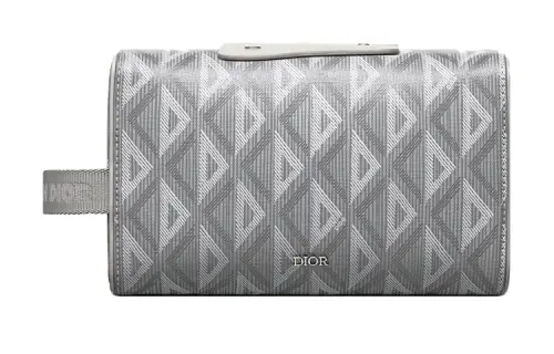 DIOR Lingot Canvas Storage Bag, Clutch Toiletry Bag Men's Gray