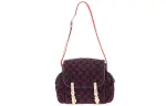 GUCCI Wool Patchwork Leather Mibao Shoulder Bag, Crossbody Bag, Travel Bag Women's Dark Blue/Red